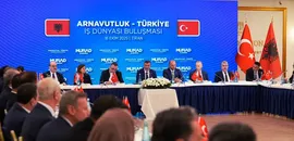 Cumhurbaşkanı Yardımcısı Yılmaz, Arnavutluk'taki İş Dünyası Buluşması'nda konuştu: