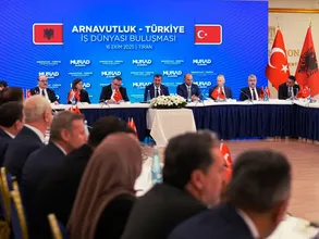 Cumhurbaşkanı Yardımcısı Yılmaz, Arnavutluk'taki İş Dünyası Buluşması'nda konuştu: