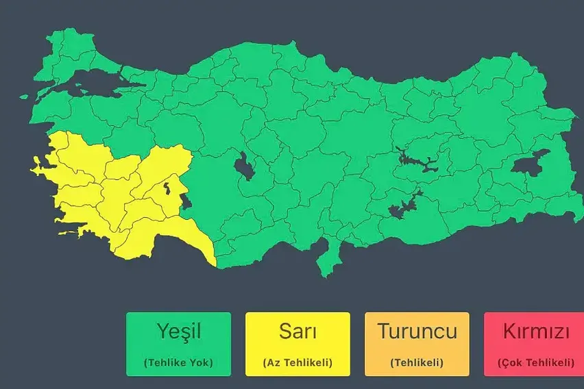 İçişleri Bakanlığı'ndan Çok Sayıda İl İçin "Sarı" Kodlu Uyarı