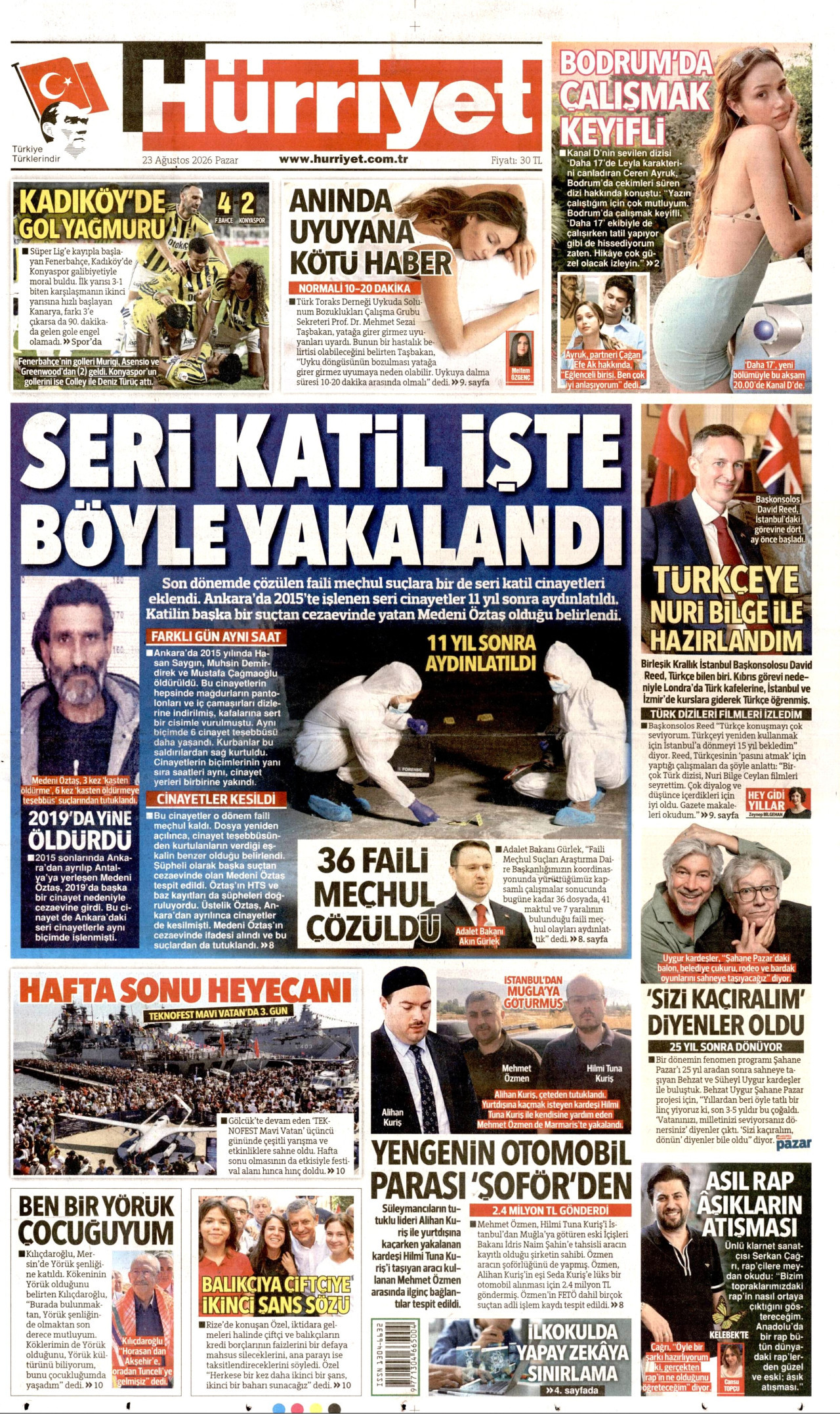 HÜRRİYET 23 Ağustos 2026 Gazete Manşeti Büyük