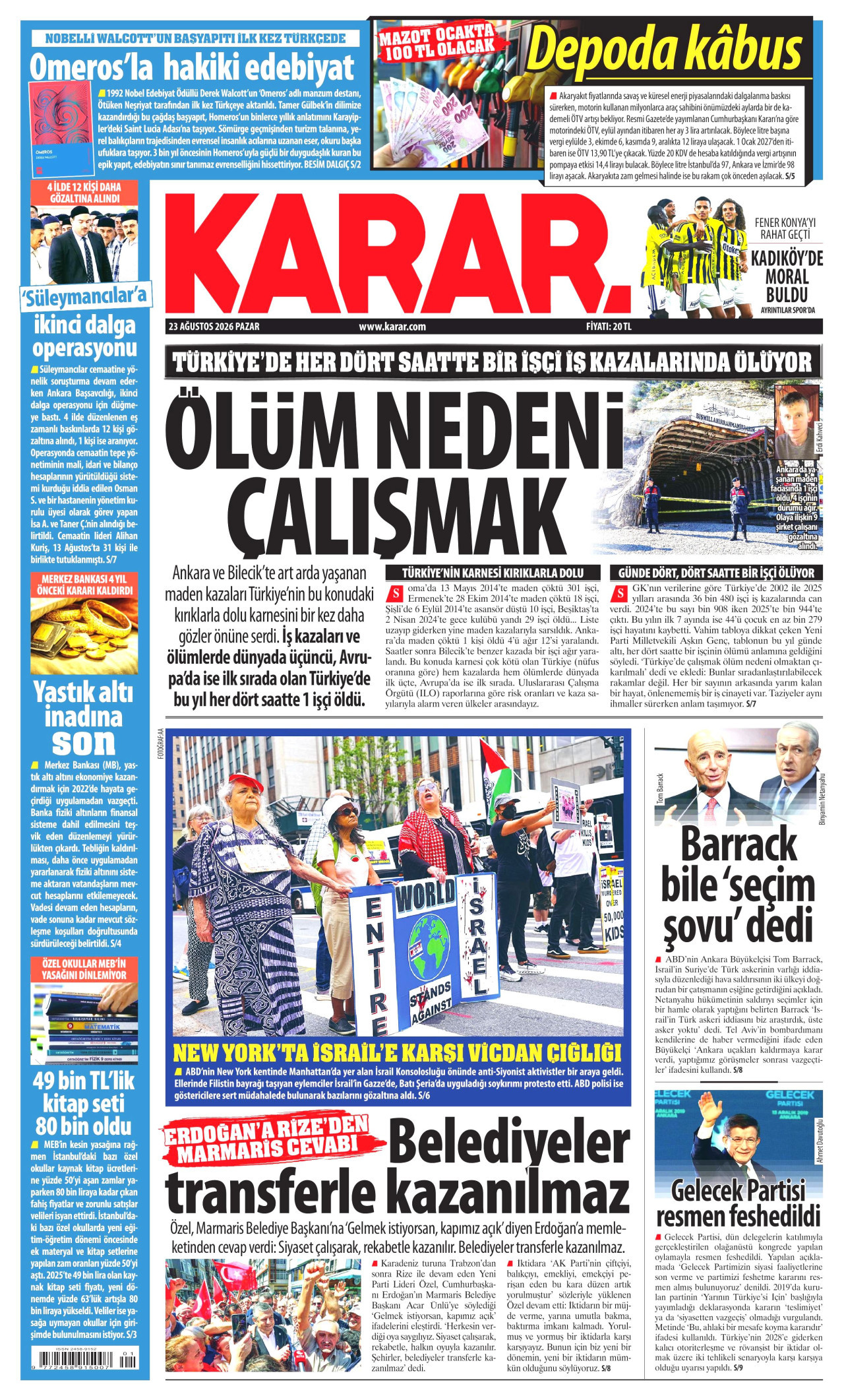 KARAR 23 Ağustos 2026 Gazete Manşeti Büyük