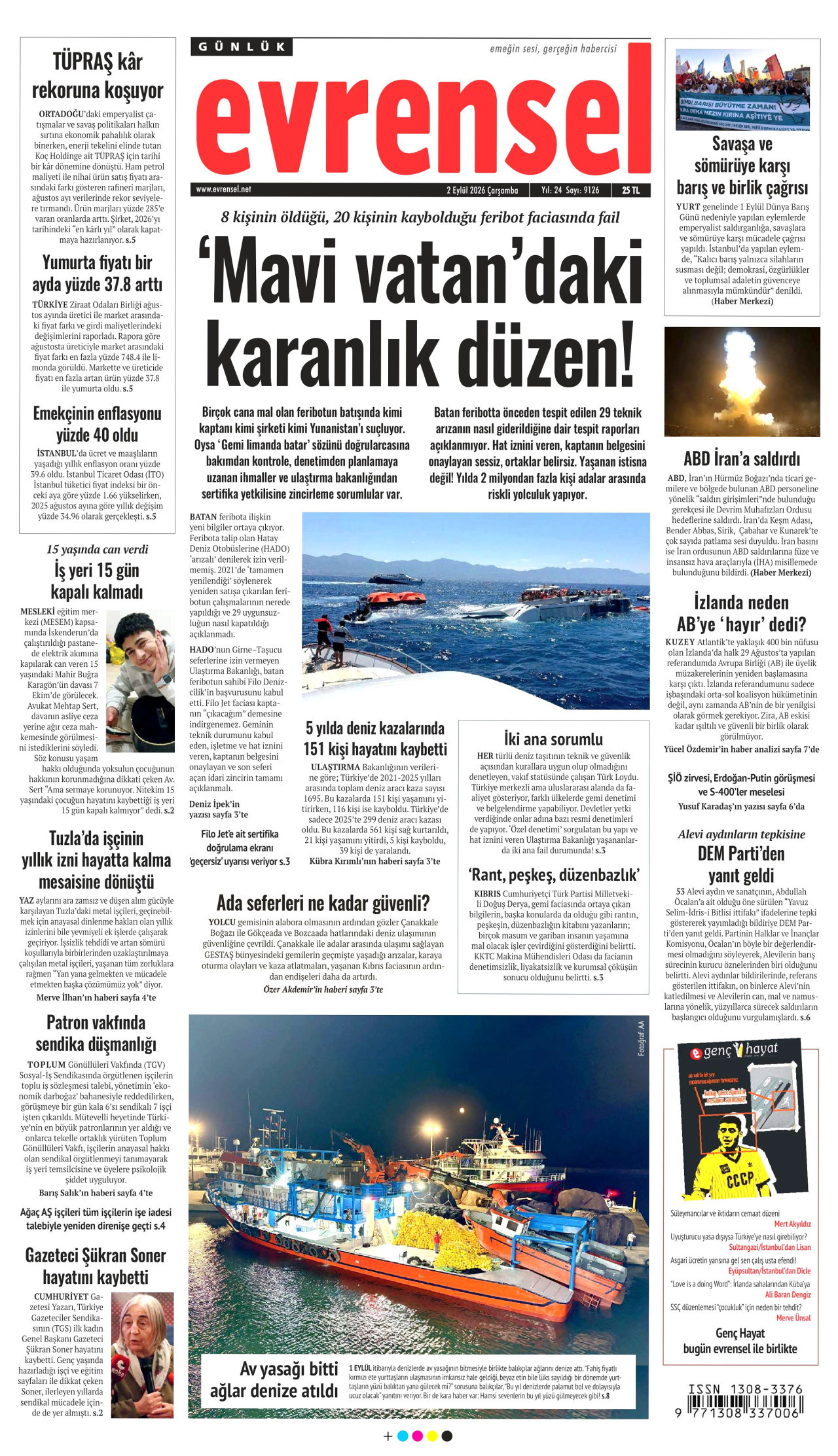 EVRENSEL 2 Eylül 2026 Gazete Manşeti Büyük