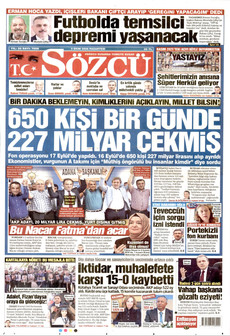 SÖZCÜ 5 Ekim 2026 gazete manşeti